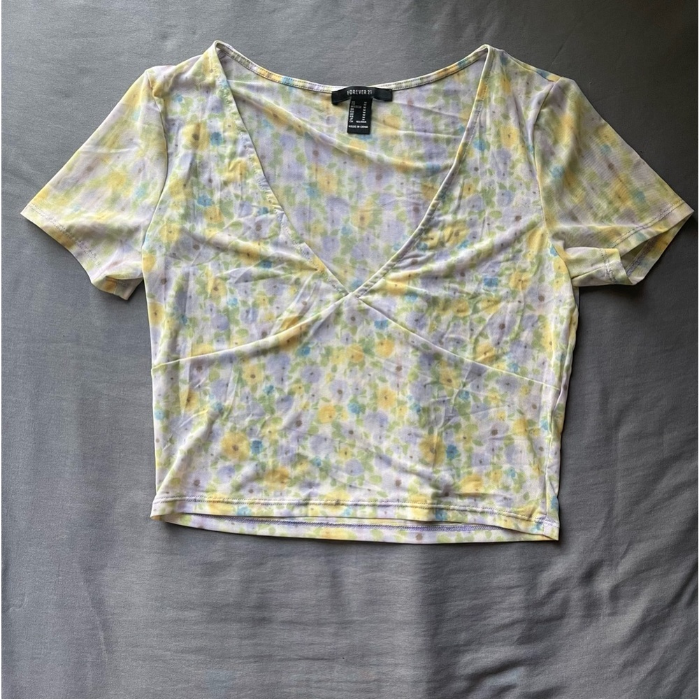 FOREVER 21 Floral Sheer Top